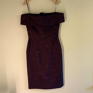 TERI JON by Rickie Freeman cocktail dropped shoulder metallic dress - Size: 2